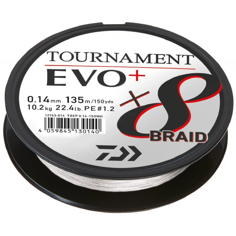 Daiwa Tournament X8 Braid EVO+ 135m Weiß 0,10mm 6,7kg