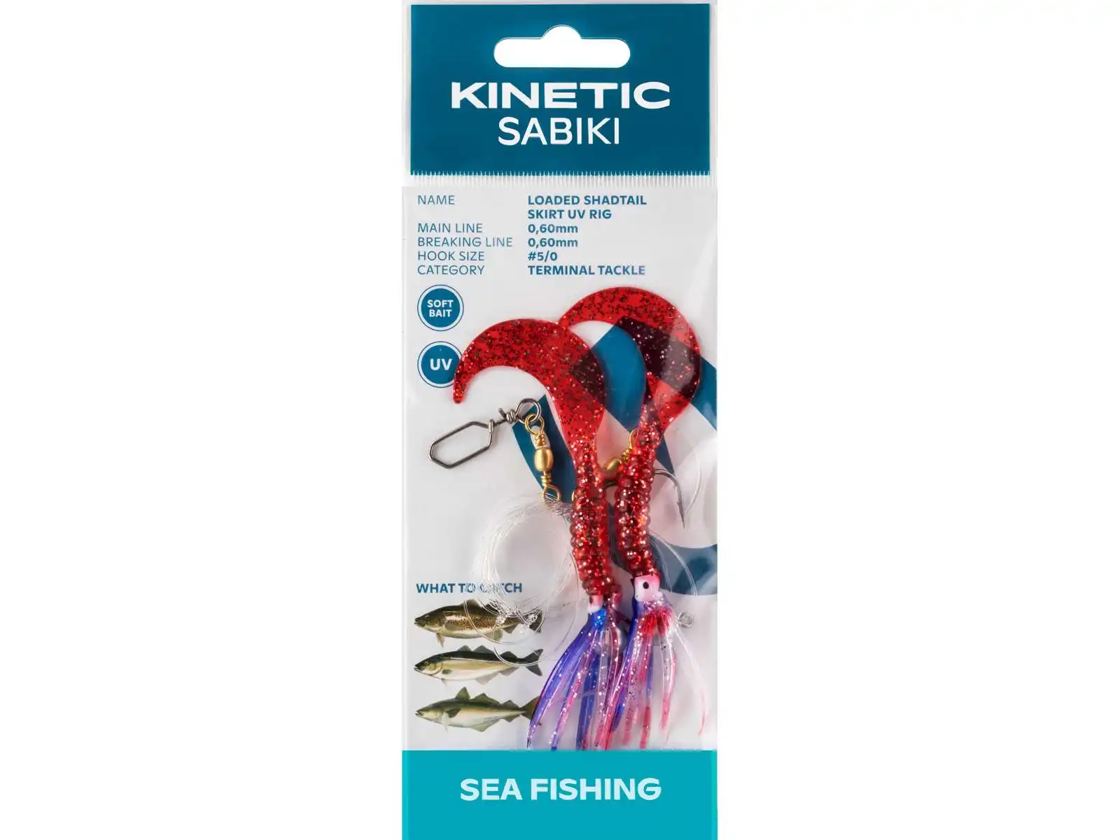 Kinetic Sabiki Loaded Shadtail Skirt UV #3/0 130cm Yellow Glitter