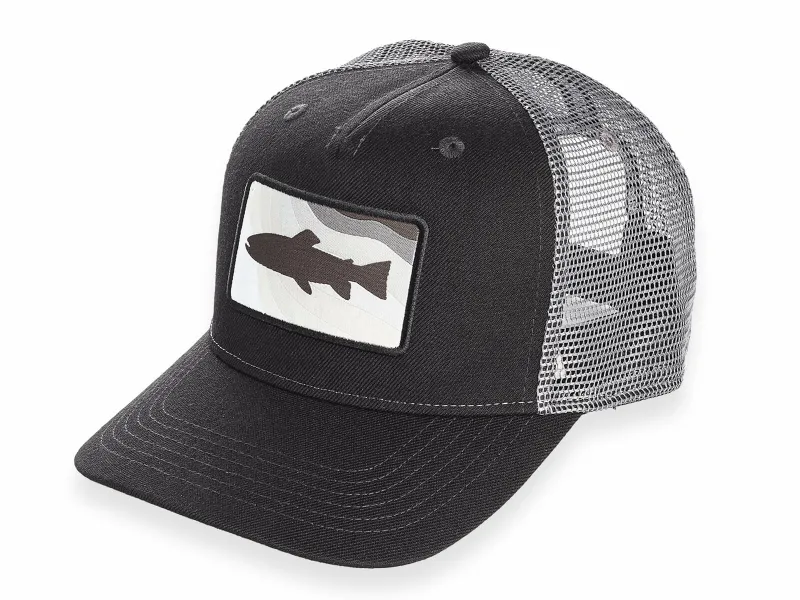 Camo-Tackle Cap Forelle Schwarz Dunkelgrau