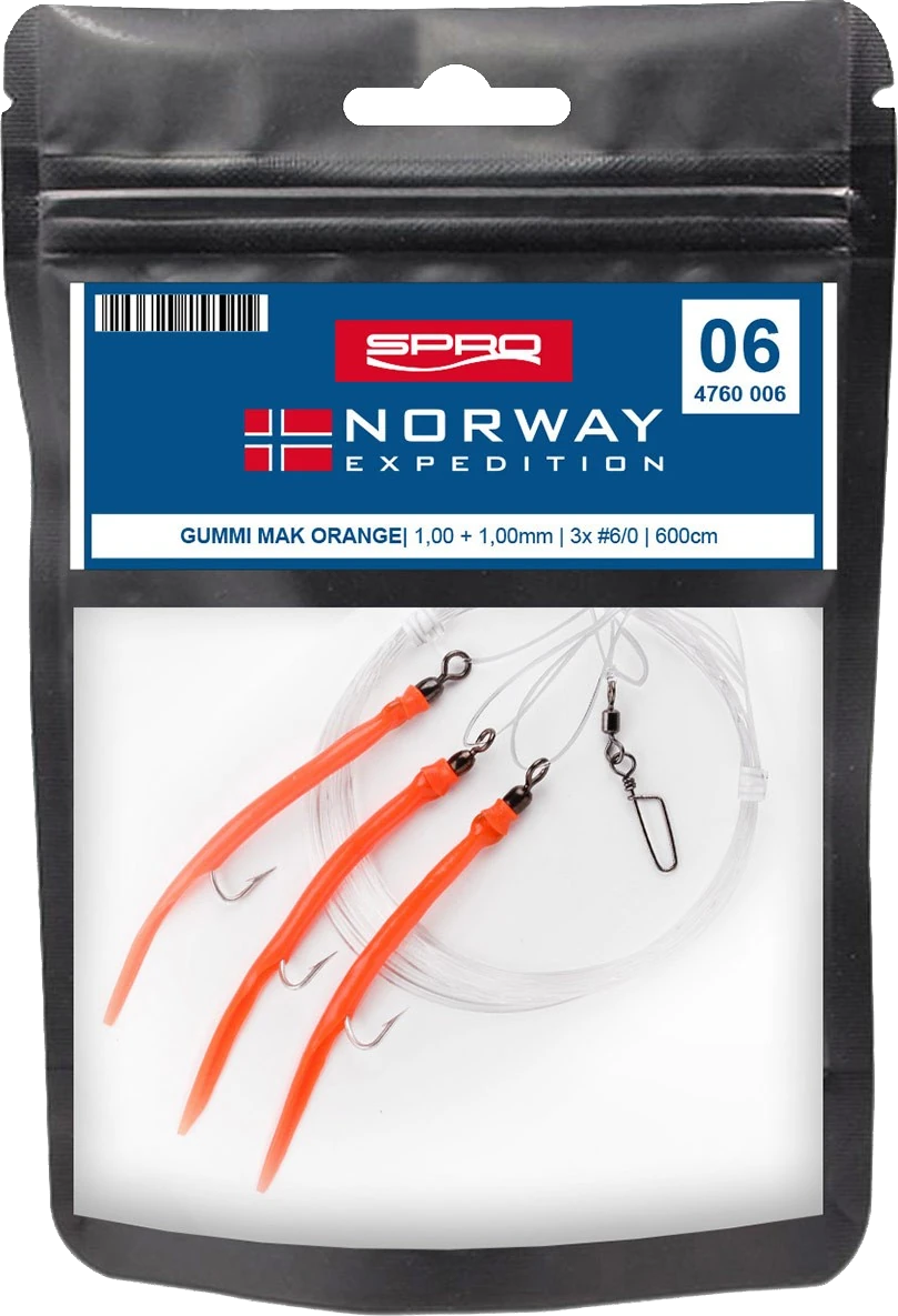 Spro Norway Expedition Rig 6 Gummi Mak Orange Gr.6/0 600cm 1,0mm 3 6m