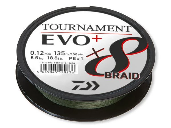 Daiwa Tournament X8 Braid EVO+ 135m Dunkelgrün 0,08mm 4,9kg