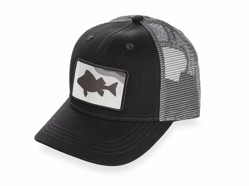 Camo-Tackle Cap Kids Barsch Schwarz Dunkelgrau