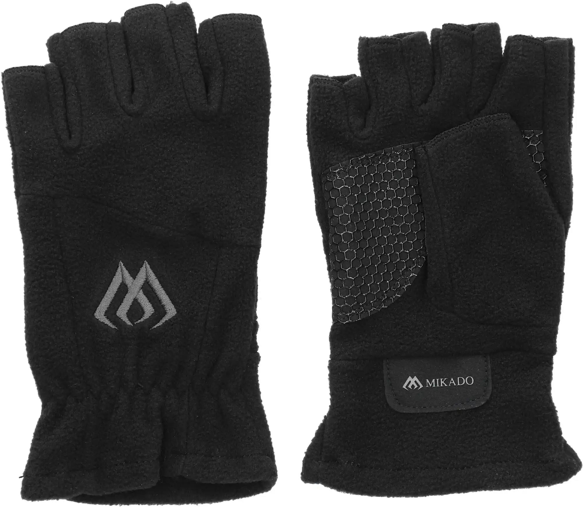 Mikado Fleece-Handschuhe Ohne Finger #L Schwarz Grau