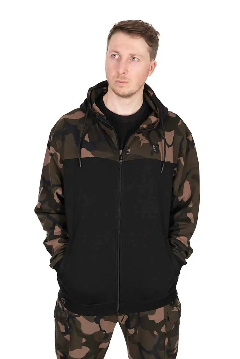 FOX Carp LW Split Zip Hoody Black/Camo #M